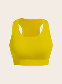 Yoga Trendy Sujetador deportivo unicolor de espalda nadadora - Amarillo - Ver 1