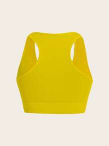 Yoga Trendy Sujetador deportivo unicolor de espalda nadadora - Amarillo - Ver 2