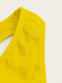 Yoga Trendy Sujetador deportivo unicolor de espalda nadadora - Amarillo - Ver 3