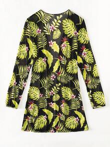 Tropical Print Open Front Kimono - Multicolor - View 2