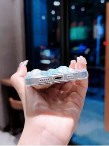 1 件透明可爱美人鱼、星星、贝壳、海洋、心形设计手机壳，适用于 17、17 Air/17 Pro、17 Pro Max、16、16e、15、14、14 Pro Max、13、13 Mini、12、11、12 Mini、13 Mini、蓝鱼透明手机保护壳，送给女孩的礼物，圣诞礼物