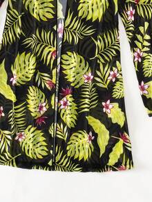 Tropical Print Open Front Kimono - Multicolor - View 3