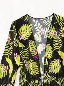Tropical Print Open Front Kimono - Multicolor - View 4