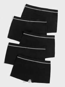 Manfinity 男士5入組拼接滾邊平角內褲 - 黑色 - 查看 2