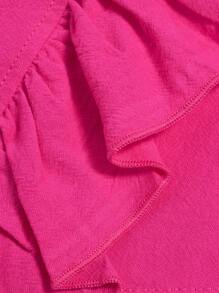 SHEIN 青少年女孩荷葉邊裙裤 - 玫紅色 - 查看 4