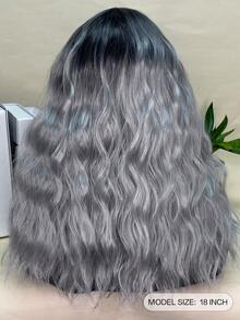 無膠黏綁天然波浪中分短波波鬆糖果棕暗棕18英寸仿真頭髮假髮,天然女人髮型 - 彩色 - 查看 3