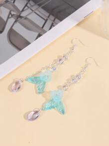 ROMWE Fairycore Nàng Tiên Cá 1 Đôi Bông Tai Đuôi Cá - Nhiều màu - Xem 2