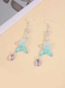 ROMWE Fairycore Nàng Tiên Cá 1 Đôi Bông Tai Đuôi Cá - Nhiều màu - Xem 3