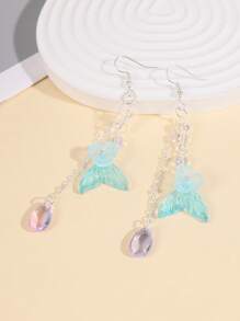 ROMWE Fairycore Nàng Tiên Cá 1 Đôi Bông Tai Đuôi Cá - Nhiều màu - Xem 4