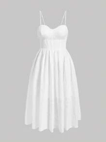 SHEIN MOD Vestido de tirantes bustier unicolor - Blanco - Ver 1