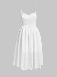 SHEIN MOD Vestido de tirantes bustier unicolor - Blanco - Ver 2