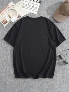 男士彩虹和標語圖案T恤 - 黑色 - 查看 2