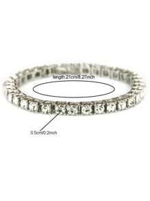 1Pc Glamorous Zinc Alloy Rhinestone Decor Chain Bracelet For Men For Daily Decoration Party - Silver - View 3