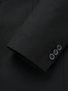 Manfinity Mode 男士1入組單釦西裝外套和1入組西裝褲 - 黑色 - 查看 3