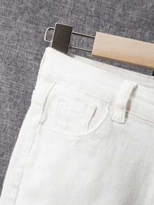 SHEIN Chicos Shorts en mezclilla desgarro crudo - Blanco - Ver 4