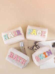 4件套可爱旅行护肤学院风贴布雪尼尔字母化妆包，适合青少年、女孩、女性，星期五特惠，化妆包，护肤包，洗漱包，收纳袋，旅行必备，邮轮必备，宿舍必备，婚礼伴娘礼物，妈妈礼物，生日礼物，送给朋友和老师的礼物，家居装饰，浴室客厅卧室装饰，浴室收纳，珠宝收纳，唇油收纳，指甲油收纳，化妆品收纳，化妆包，化妆包，化妆袋，化妆品收纳包，化妆品收纳，旅行，化妆包，包，梳妆台，化妆包，旅行必备，收纳袋，旅行必备，梳妆台配件，小化妆包，化妆包，化妆品包，旅行必备，大容量，大化妆包，礼物女性、圣诞礼物、送给女性的礼物创意 - 彩色 - 查看 2