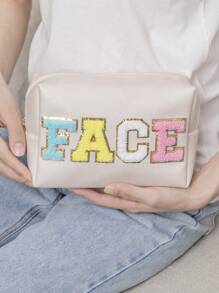 4件套可爱旅行护肤学院风贴布雪尼尔字母化妆包，适合青少年、女孩、女性，星期五特惠，化妆包，护肤包，洗漱包，收纳袋，旅行必备，邮轮必备，宿舍必备，婚礼伴娘礼物，妈妈礼物，生日礼物，送给朋友和老师的礼物，家居装饰，浴室客厅卧室装饰，浴室收纳，珠宝收纳，唇油收纳，指甲油收纳，化妆品收纳，化妆包，化妆包，化妆袋，化妆品收纳包，化妆品收纳，旅行，化妆包，包，梳妆台，化妆包，旅行必备，收纳袋，旅行必备，梳妆台配件，小化妆包，化妆包，化妆品包，旅行必备，大容量，大化妆包，礼物女性、圣诞礼物、送给女性的礼物创意 - 彩色 - 查看 7