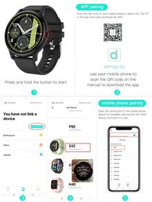 ساعة ذكية أسود سيليكون حزام رياضي مراقبة معدل ضربات القلب تتبع النوم ضد للماء مستدير قرص , متوافق مع Androids ايفون قطعة واحدة