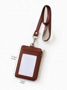 1pc Plain Card Cover & 1pc Lanyard Back To School - Brown - View 4