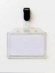 1pc Plastic ID Badge Holder - Black - View 1