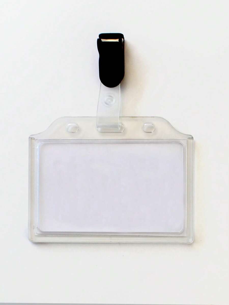 1pc Plastic ID Badge Holder - Black - View 1