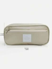 1 pieza Estuche de lápiz con estampado de letra multifuncional - Caqui - Ver 4