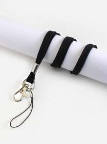 1pc Plain Lanyard Back To School - Black - View 1
