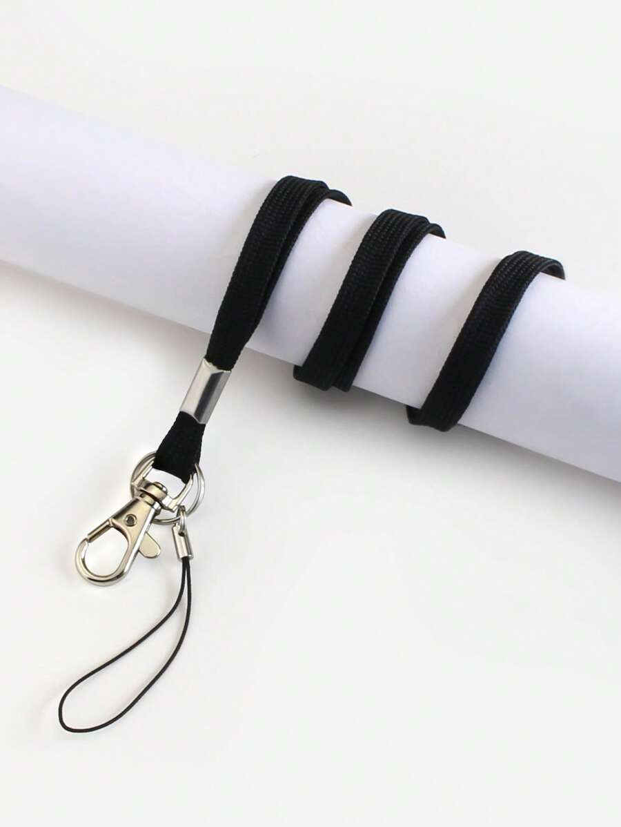 1pc Plain Lanyard Back To School - Black - View 1