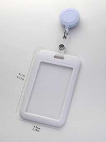 1pc Plain ID Card Holder - White - View 5