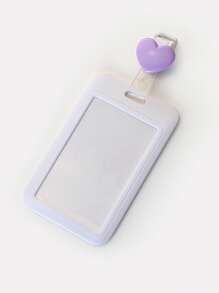 1pc ID Card Cover With Heart Buckle - White - View 1