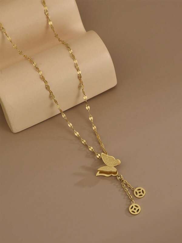 قلادة من الفولاذ المقاوم للصدأ بتعليقة على شكل فراشة أنيقة وعصرية، مناسبة للنساء للحفلات والاستخدام اليومي، بطراز أوروبي وأمريكي، مخصصة، سخية، مرصعة بزركونيا مكعبة، مجوهرات زفاف، هدية للفتيات، الأقارب، الأصدقاء، عيد الميلاد، عيد الحب، هدية للحبيب