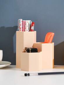 Large Capacity Desk Pen Holder Pencil Storage Box School Office Stationery Pens Storage Brush Stand Storage Box - Pink - View 2