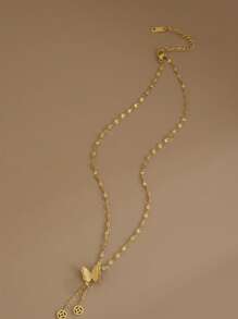 1 chiếc vòng cổ thép không gỉ mặt tua rua bướm thanh lịch thời trang, thích hợp cho tiệc tùng nữ, trang phục hàng ngày, phong cách châu Âu và Mỹ, cá nhân hóa, hào phóng, zirconia khối, trang sức cưới, quà tặng cho con gái, người thân, bạn bè, sinh nhật, ngày lễ tình nhân, quà tặng cho người yêu - Vàng - Xem 2