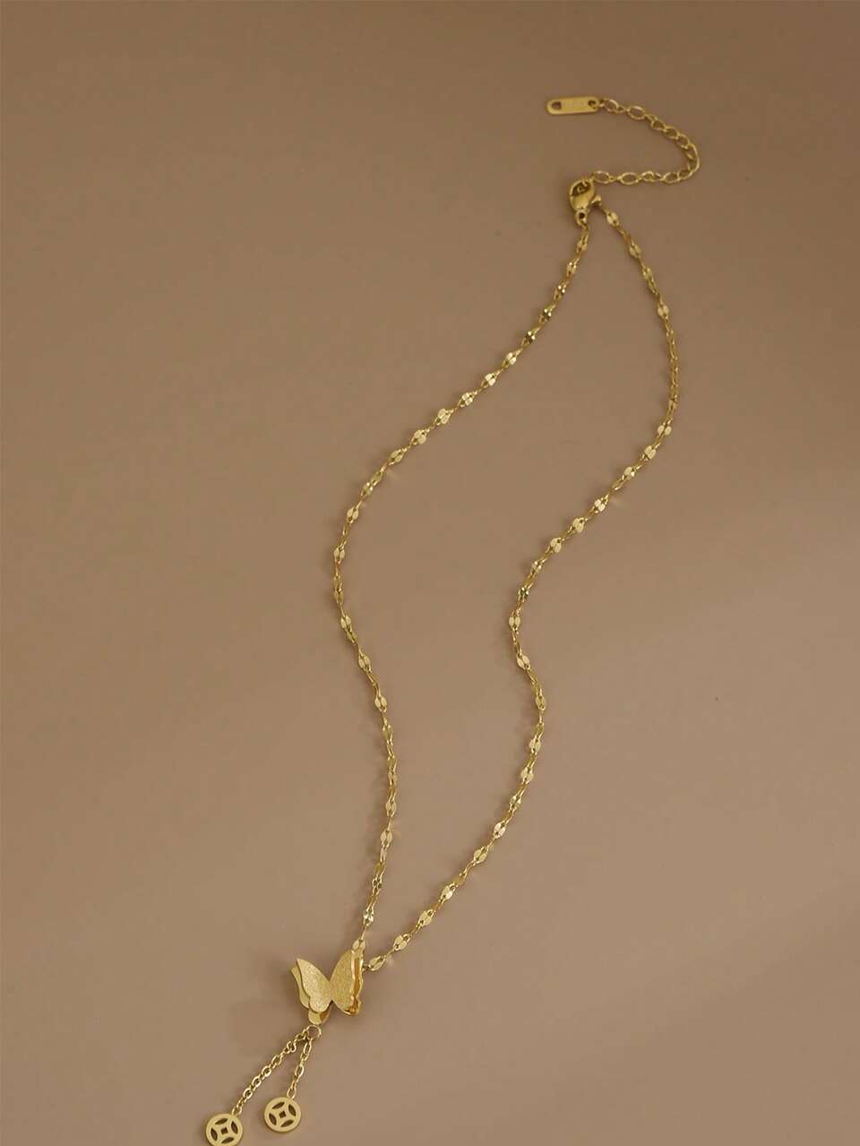 1pc Fashionable Elegant Butterfly Tassel Pendant Stainless Steel Necklace, Suitable For Women's Party, Daily Wear, European And American Style, Personalized, Generosity, Cubic Zirconia, Wedding Jewelry, Girl's Gift, Relatives, Friends, Birthday, Valentine's Day, Gift For Lover