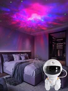 1 pieza proyector de estrella de astronauta, luz nocturna de galaxia, luces decorativas de cielo para dormitorio, pequeño y brillante y bonito, luz Led de astronauta, nebulosa espacial, nube interestelar y Control remoto - Multicolor - Ver 1