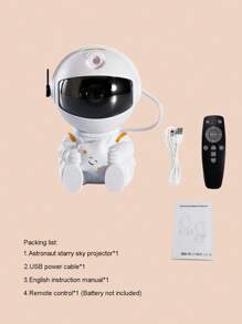 1 pieza proyector de estrella de astronauta, luz nocturna de galaxia, luces decorativas de cielo para dormitorio, pequeño y brillante y bonito, luz Led de astronauta, nebulosa espacial, nube interestelar y Control remoto - Multicolor - Ver 7