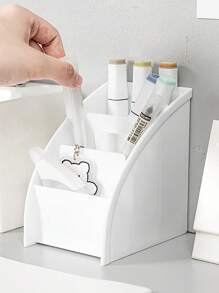 1pc 3 Grid Pen Holder - trắng - Xem 1
