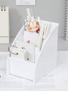 1pc 3 Grid Pen Holder - trắng - Xem 2