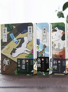 1 paquete cuaderno al azar de cubierta con estampado de gato - Multicolor - Ver 1