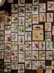 45入組花朵印花隨機貼紙 - 彩色 - 查看 1