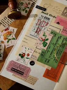 45入組花朵印花隨機貼紙 - 彩色 - 查看 4