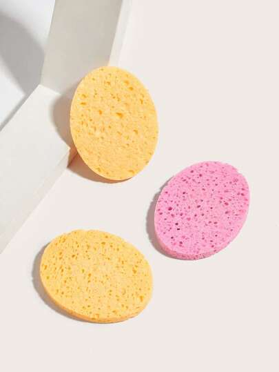 3pcs 116# Cleansing Puff (Yellow, Pink) Compressed Facial Sponge For Daily Cleansing And Gentle Exfoliation, 100% Natural Cellulose SPA Sponge Is Perfect To Remove Dead Skin, Dirt And Makeup