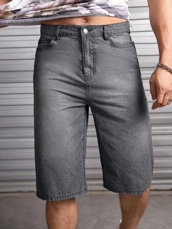 GENTILAND Herren Baumwolle Bermuda Denim Shorts mit schrägen Taschen