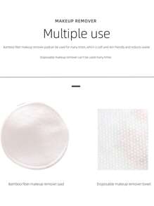 12 Almohadillas desmaquillantes de doble capa de fibra, limpieza facial, almohadillas desmaquillantes reutilizables, toallas faciales - Blanco - Ver 4