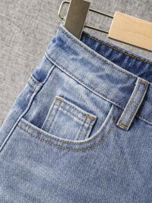 SHEIN Boys Ripped Frayed Bleach Wash Denim Shorts - Light Wash - View 5