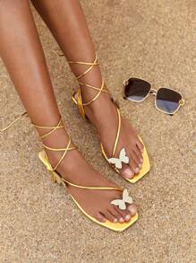 Dép bệt Nữ Pha lê kim cương màu trơn Hấp dẫn - Vàng - Xem 2