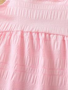 SHEIN Niñas Top de tirantes unicolor bajo con fruncido - Rosa Pálido - Ver 4