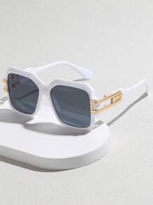 1副女士幾何框架太陽眼鏡適用於日常 - 白色 - 查看 1