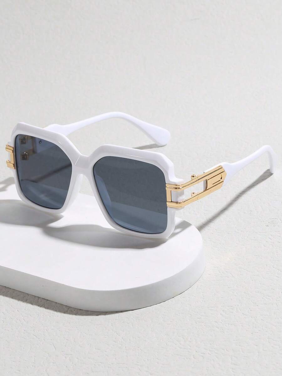 1副女士幾何框架太陽眼鏡適用於日常 - 白色 - 查看 1