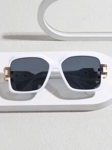 1副女士幾何框架太陽眼鏡適用於日常 - 白色 - 查看 4